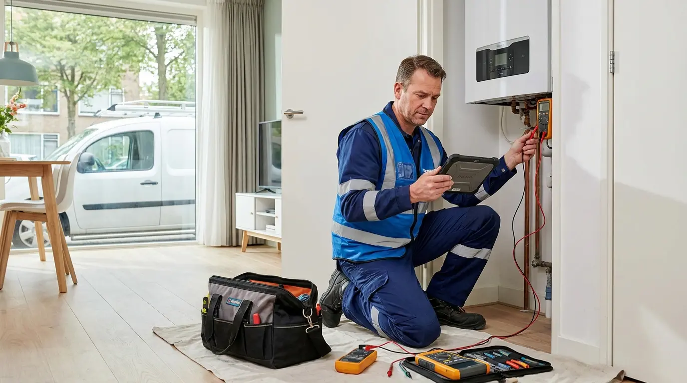 Servicemonteur controleert een technische installatie