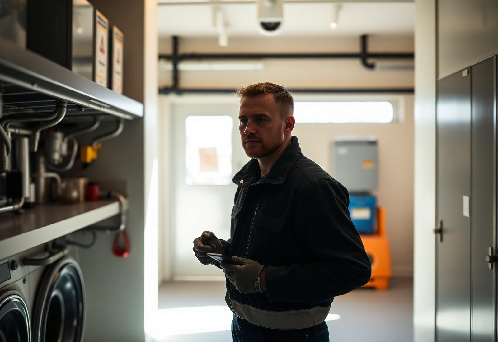 Vakman aan het werk in een technische ruimte