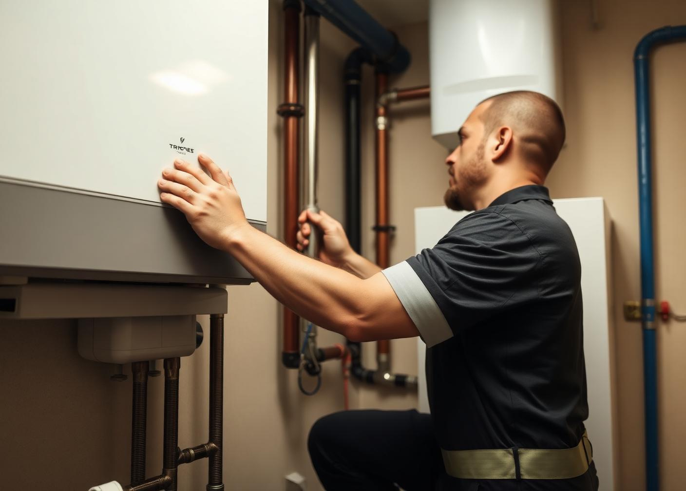 Installatiemonteur werkt aan een cv-installatie
